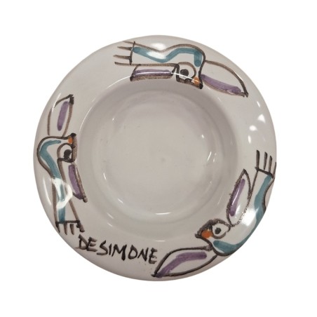 Portalumino candela tealight tondo Folk Uccelli Ceramiche De Simone Portalumino candela tealight tondo Folk Uccelli Ceramiche De Simone
